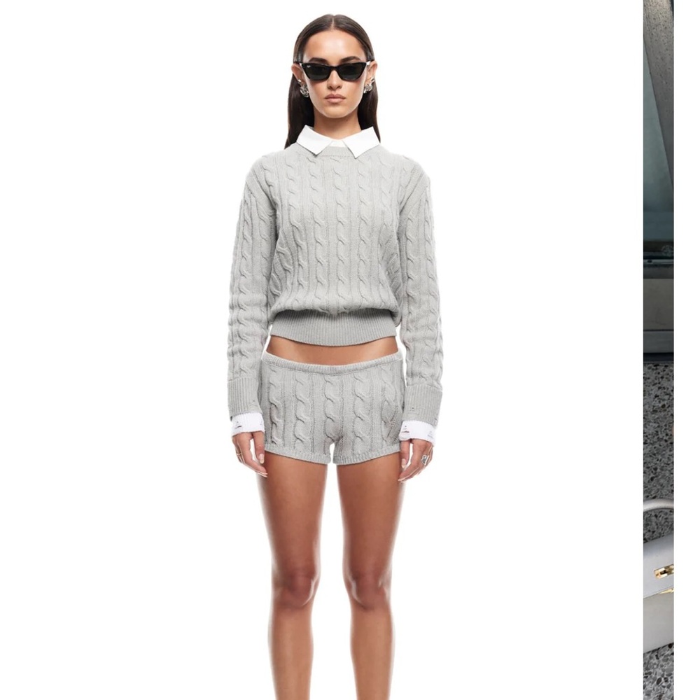 Gray Cable Knit Women's Shorts